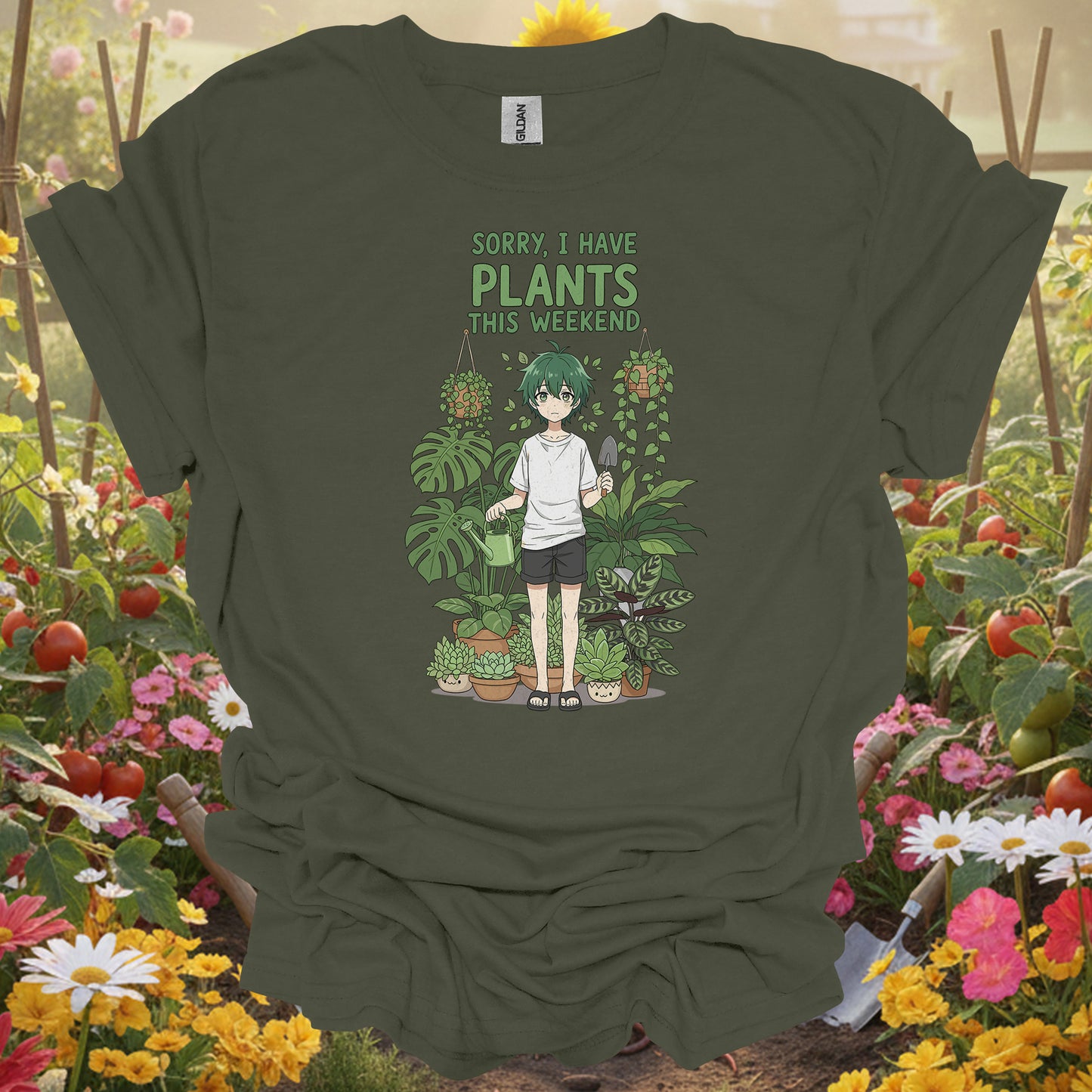 "Sorry, I Have Plants This Weekend" Anime Gardening T-Shirt
