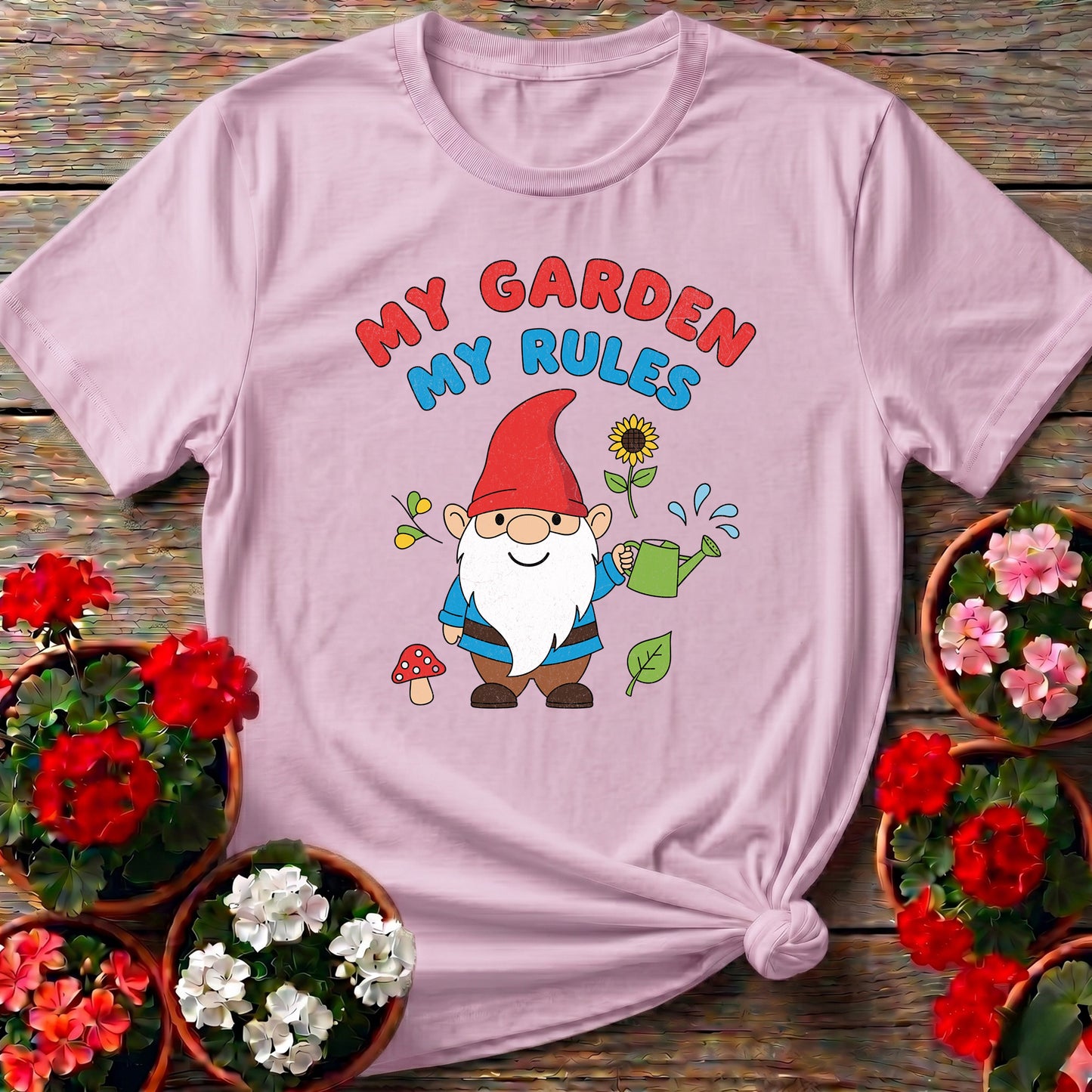 My Garden My Rules Whimsical Gnome T-shirt