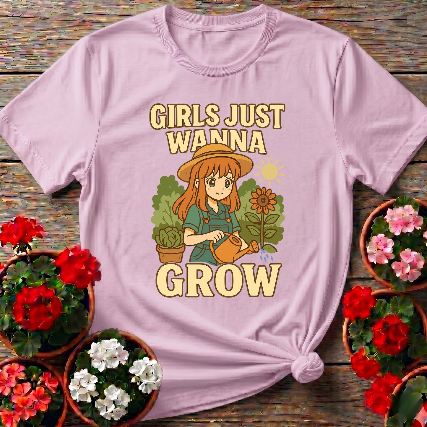 Girls Just Wanna Grow Anime Sunflower T-shirt