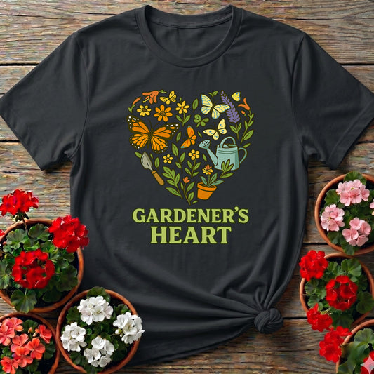 Gardeners Heart Butterfly Floral Wreath T-shirt
