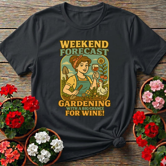 Gardening With A Chance For Wine Retro Pin-Up Tee