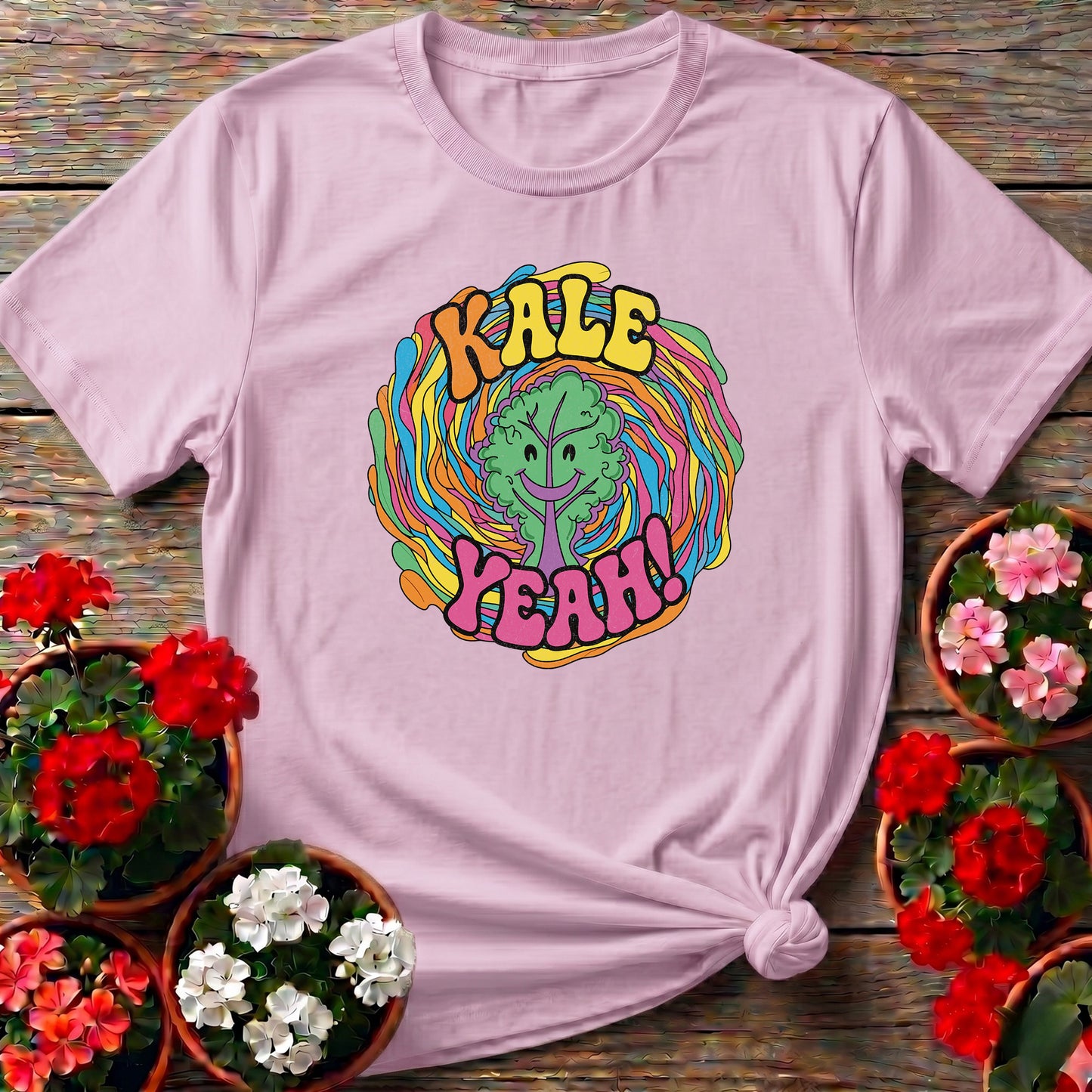 KALE YEAH Psychedelic Groovy Gardening T-shirt