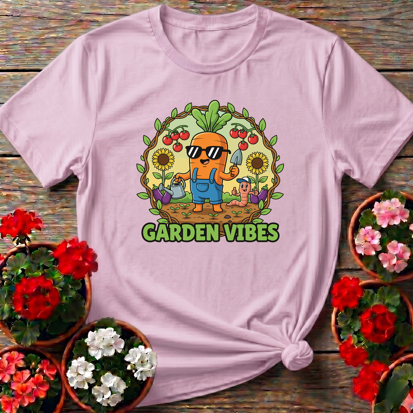 Cool Carrot Garden Vibes Cartoon T shirt