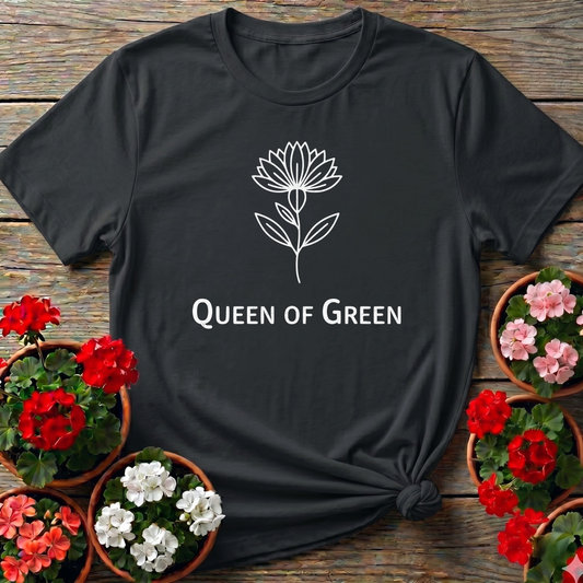 Queen Of Green Botanical Lotus Flower T-shirt