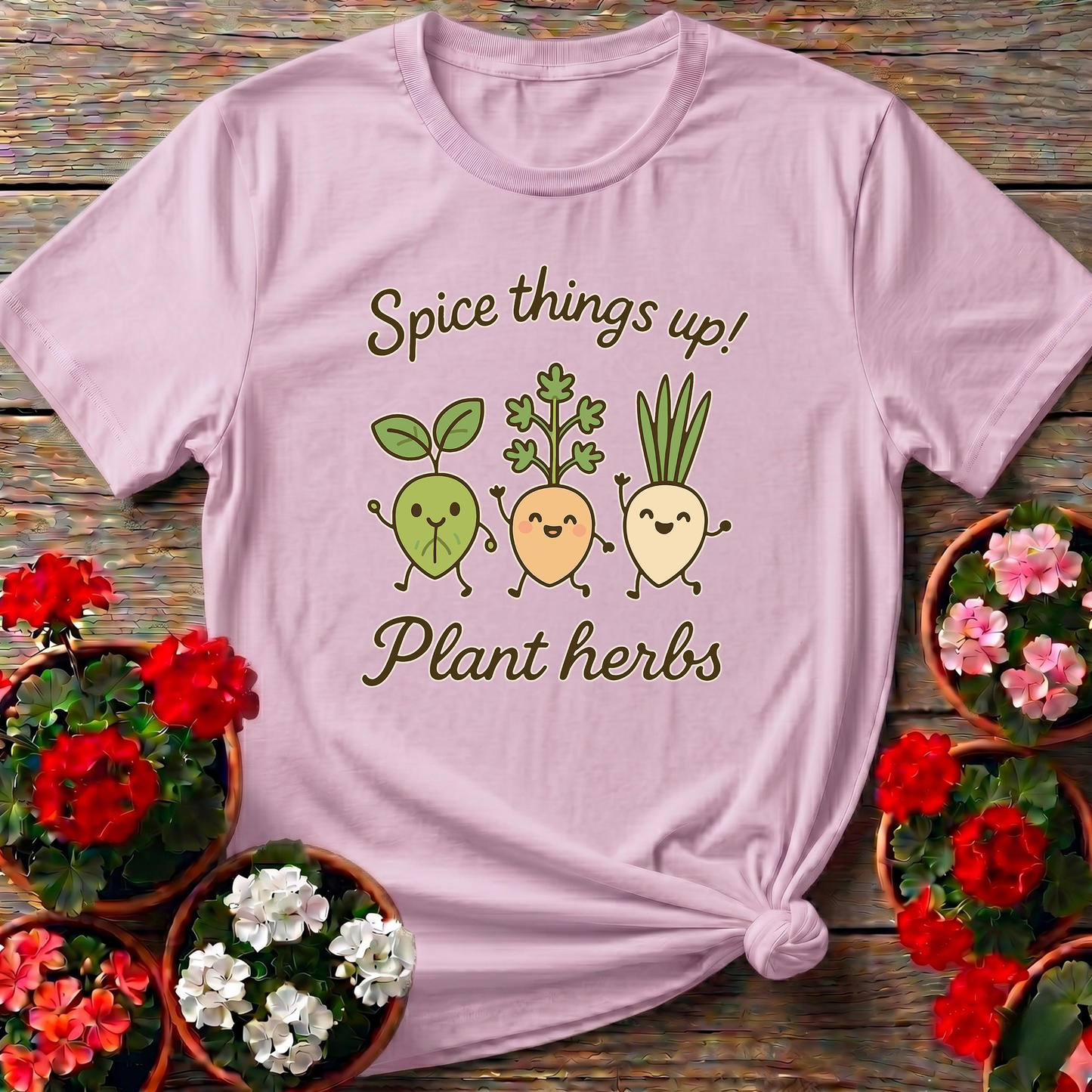 Spice Things Up Cute Dancing Herb Characters Garden Tee