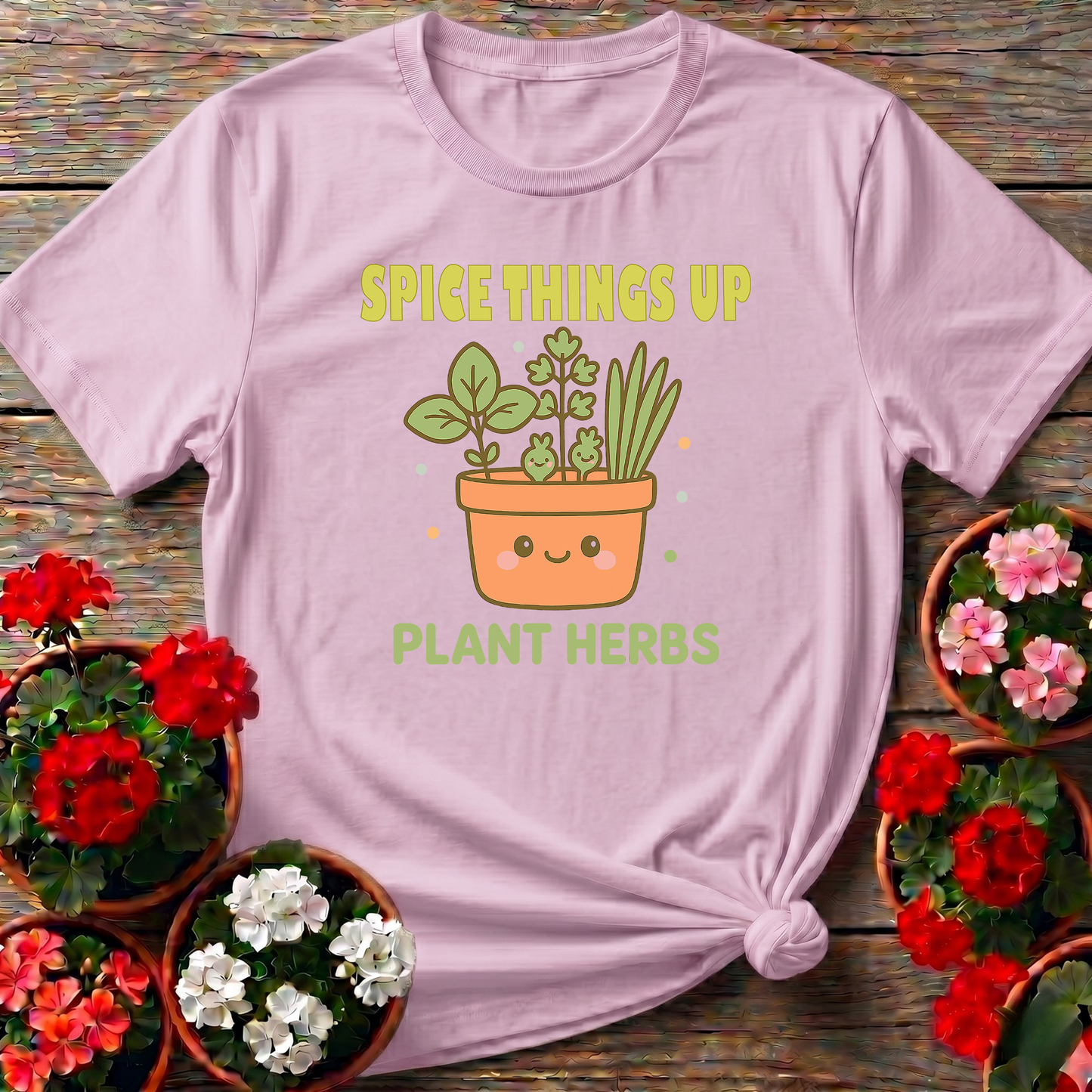 Spice Things Up Plant Herbs Adorable Potted T-shirt