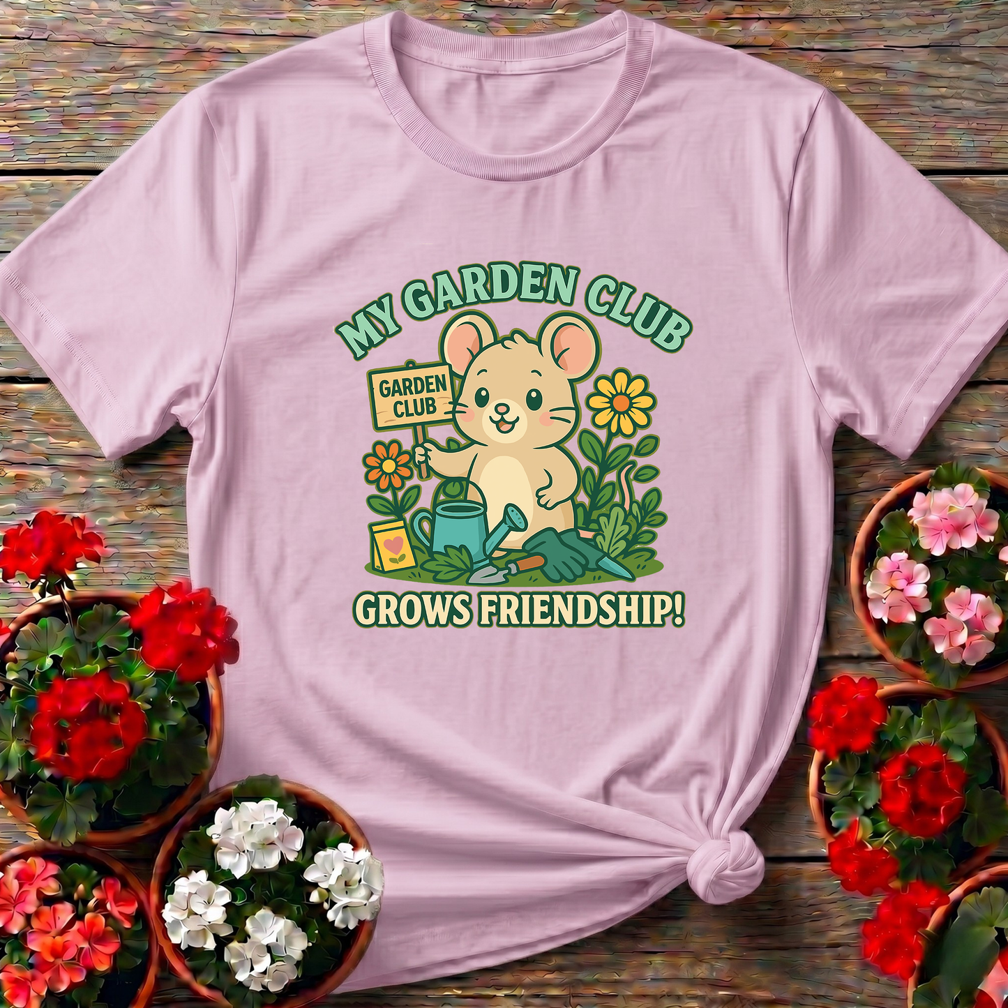 My Garden Club Grows Friendship Cute Mouse T-shirt