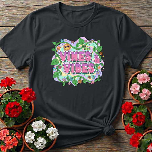 Vines and Vibes Retro Y2K Psychedelic Vibe T-shirt