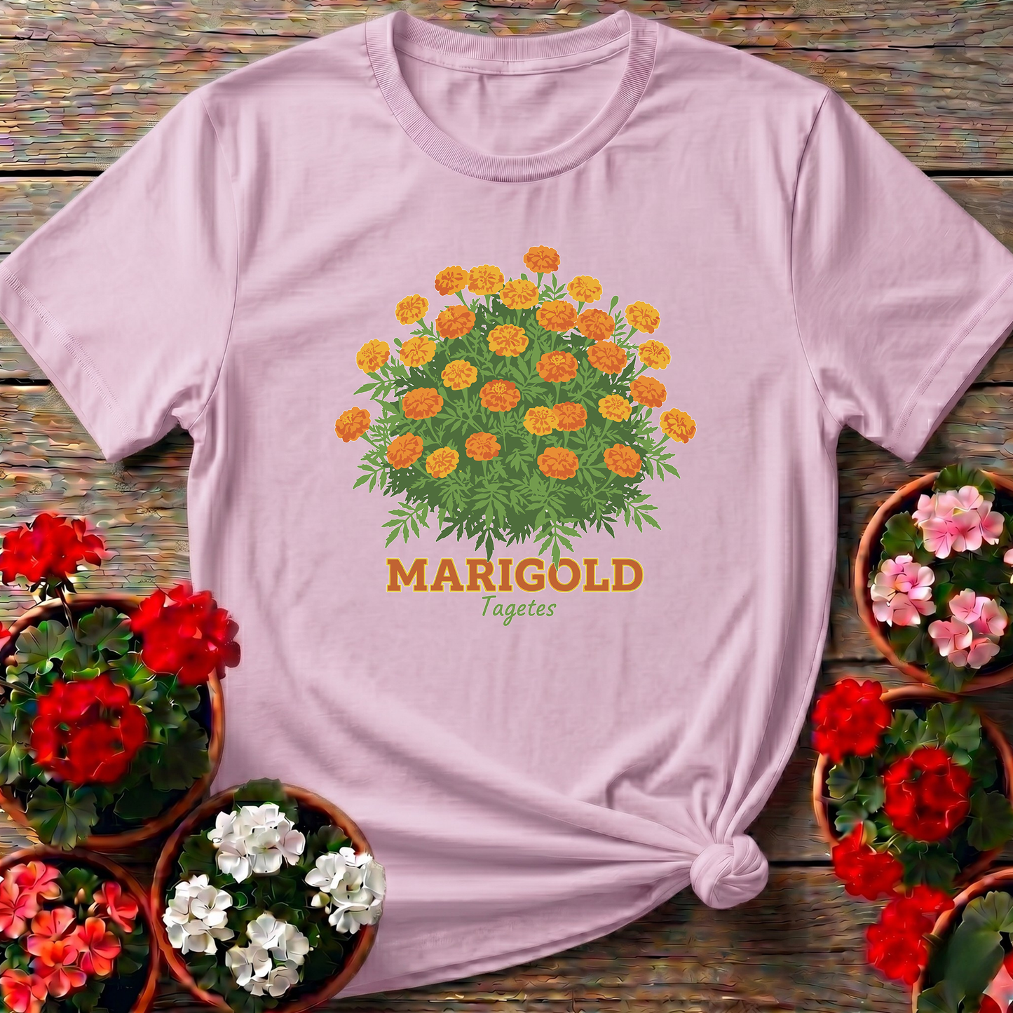 Vintage Marigold Tagetes Botanical T-shirt