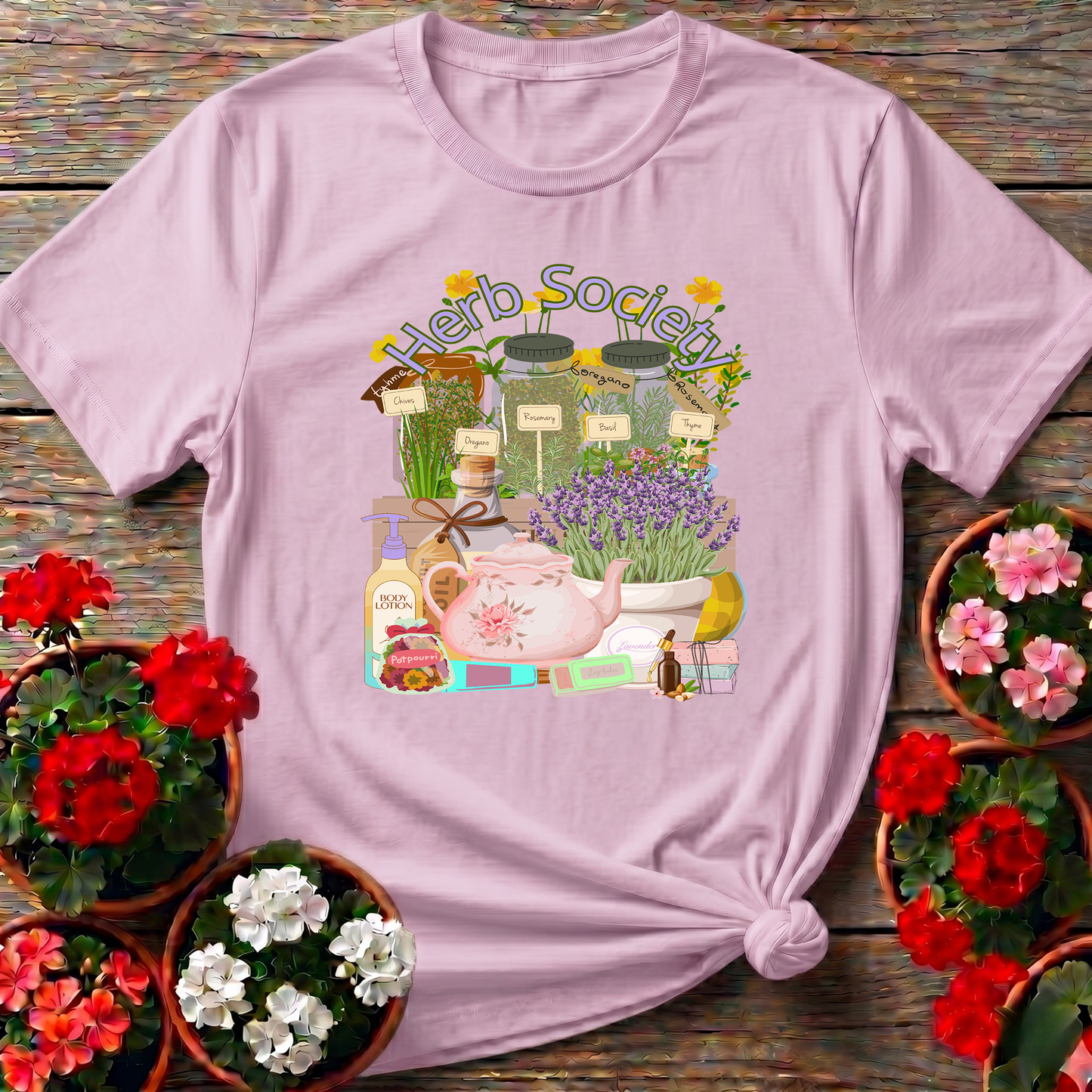 Herb Society Vintage Botanical Apothecary Garden Tee