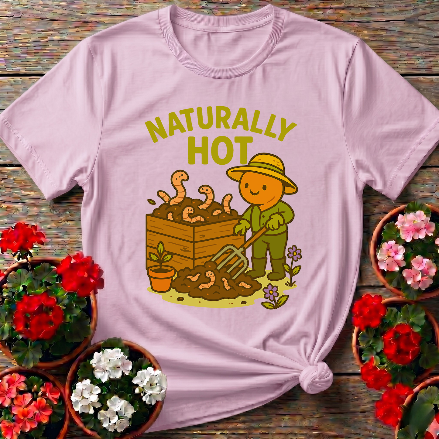 Naturally Hot Retro Kawaii Worm Farmer Composting Tee