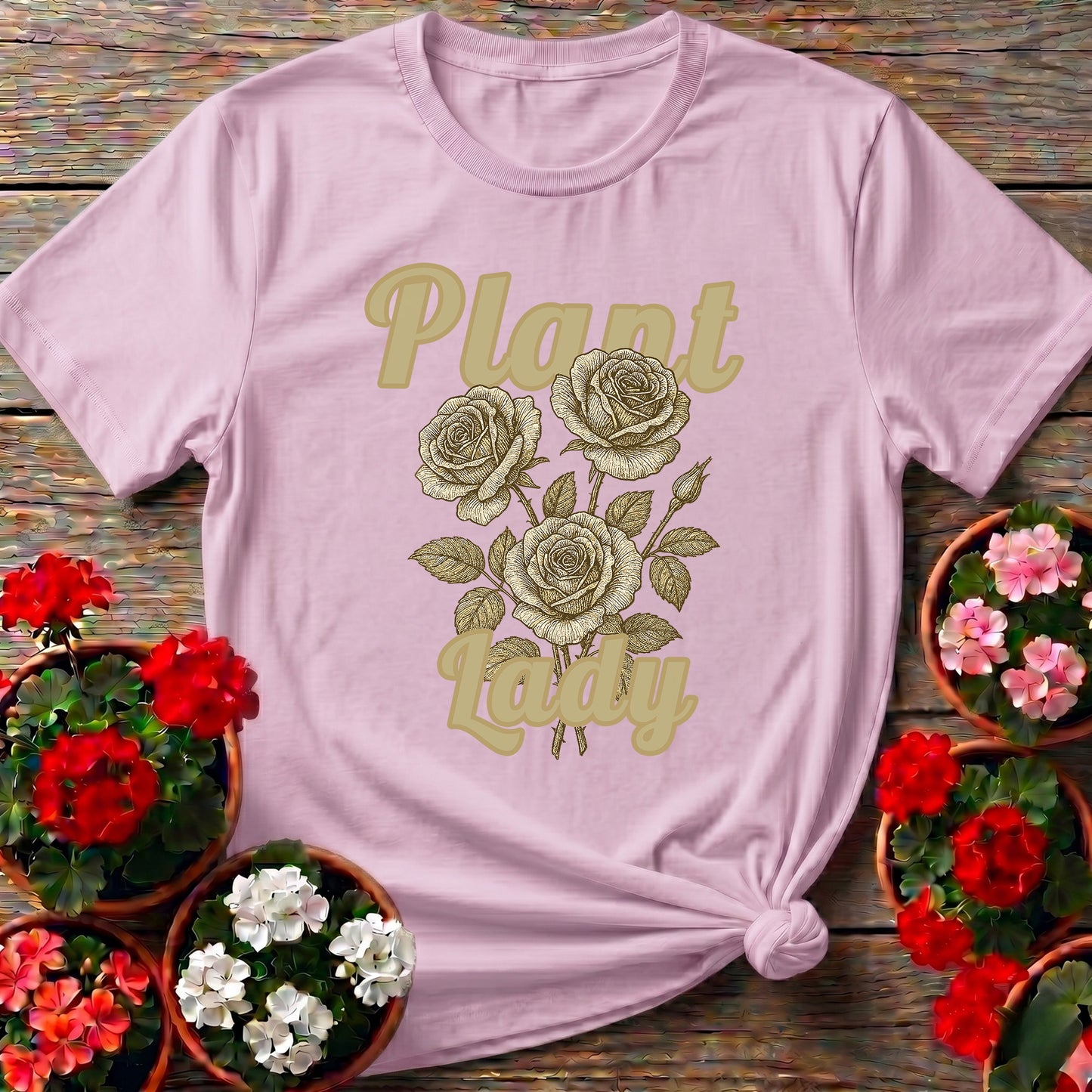 Vintage Botanical Rose Plant Lady Floral Graphic Tee