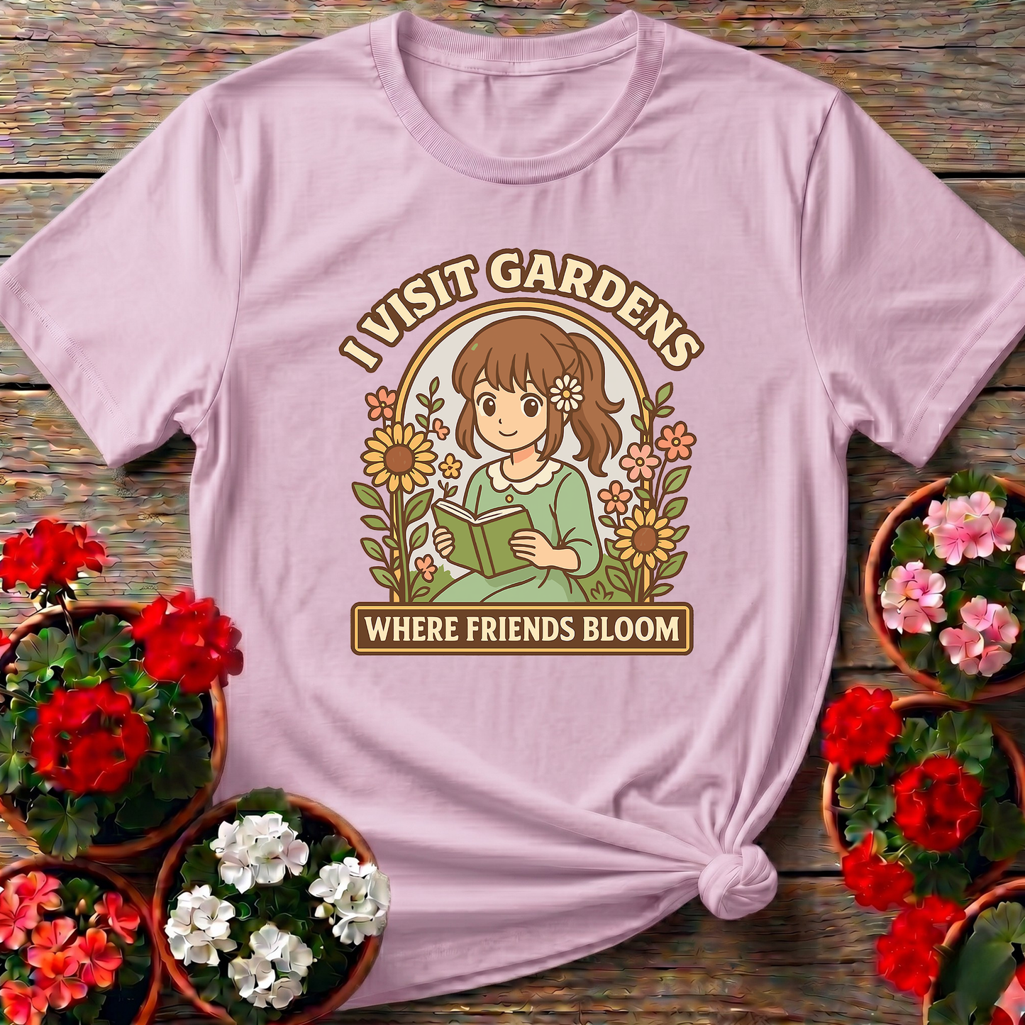 I Visit Gardens Where Friends Bloom Anime T-shirt