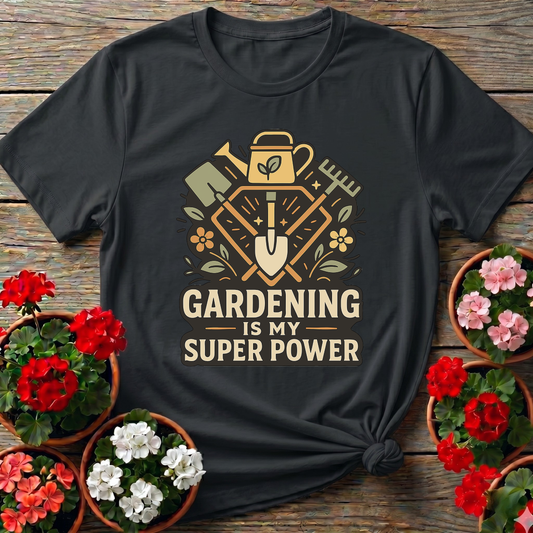 Gardening Is My Super Power Vintage Tool Badge T-shirt