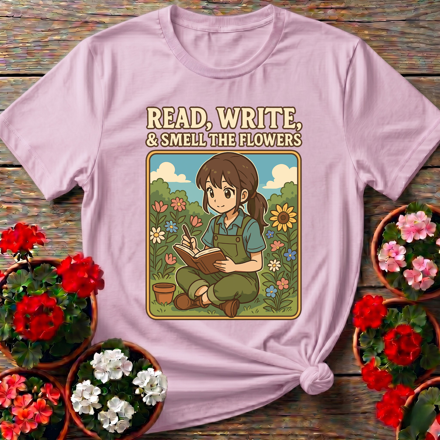 Read Write Smell The Flowers Kawaii Sanctuary T-shirt
