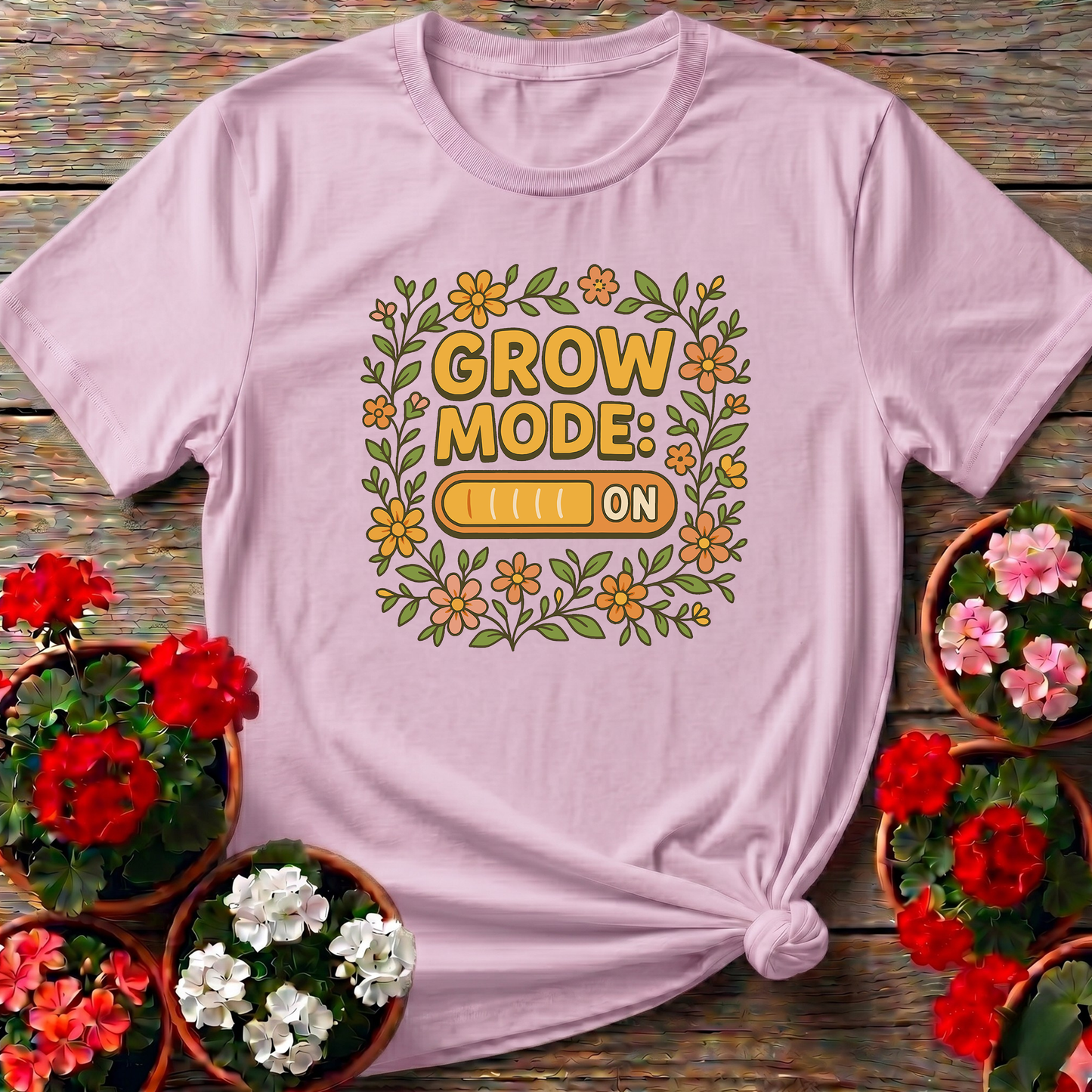 Grow Mode On Retro Floral T-shirt