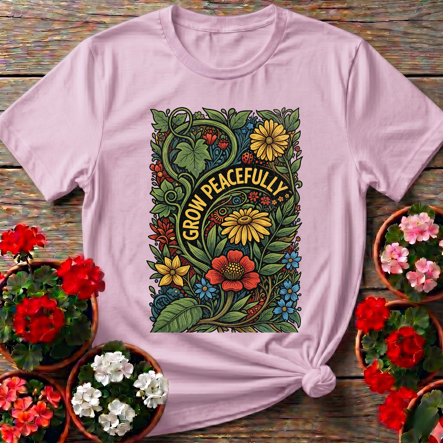 Grow Peacefully Mindful Garden Graphic Tee