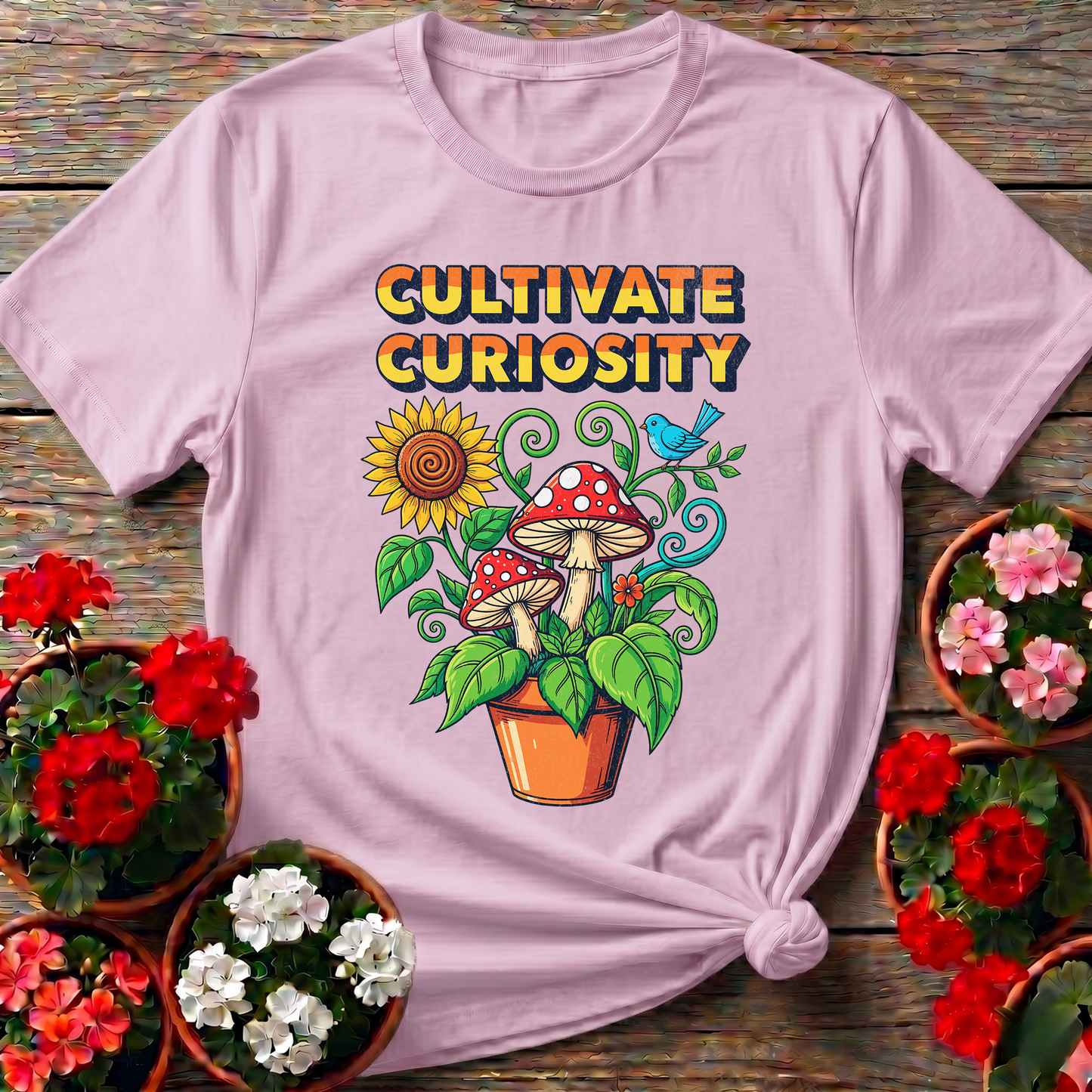 Cultivate Curiosity Vintage Mushroom Botanical Tee