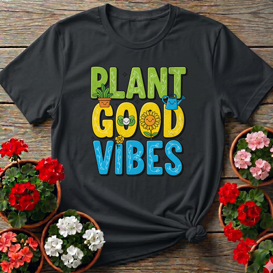 Plant Good Vibes Kawaii Sunflower Garden Tshirt