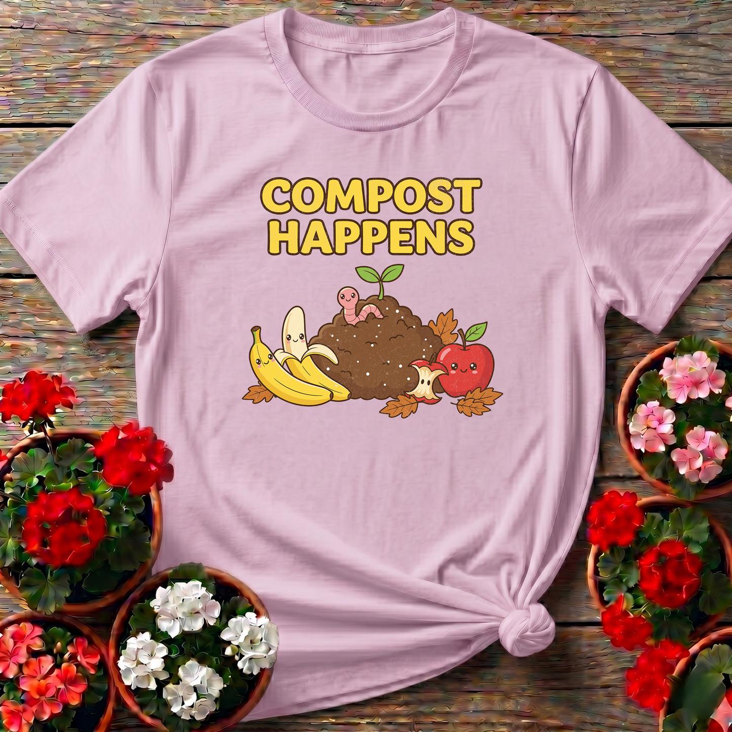 Compost Happens Funny Cute Botanical T-Shirt