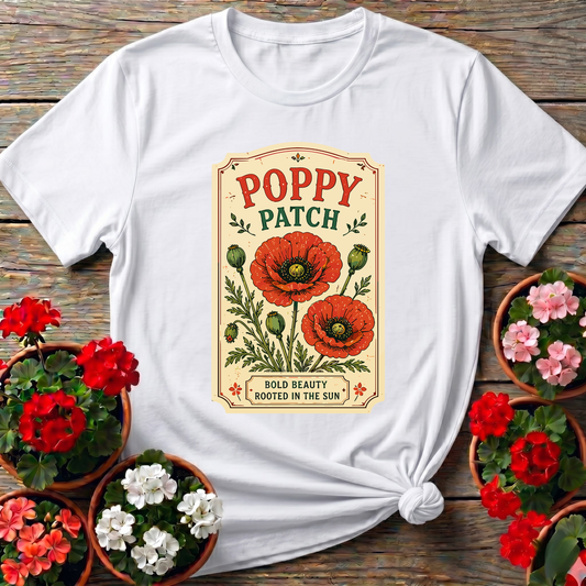 Poppy Patch Bold Beauty Rooted in the Sun Gardening Tee