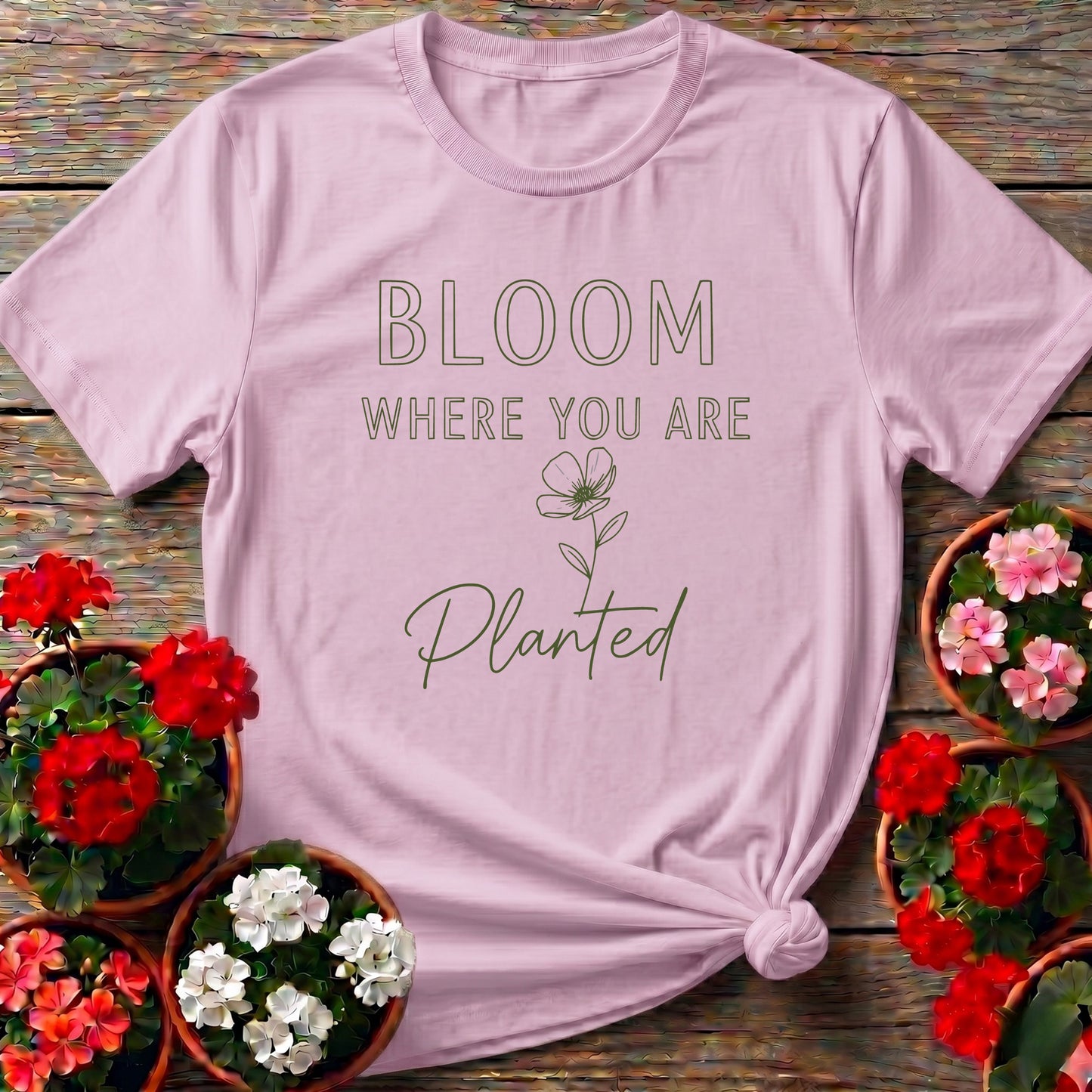 Bloom Where You Are Planted Floral Gardening Shirt