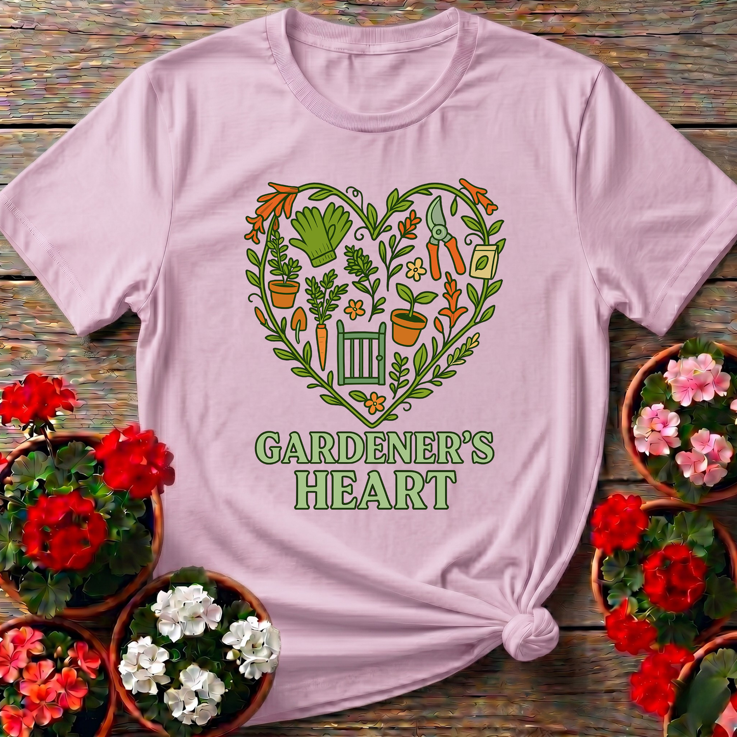 Gardener's Heart Gate Illustration Gardening T-Shirt