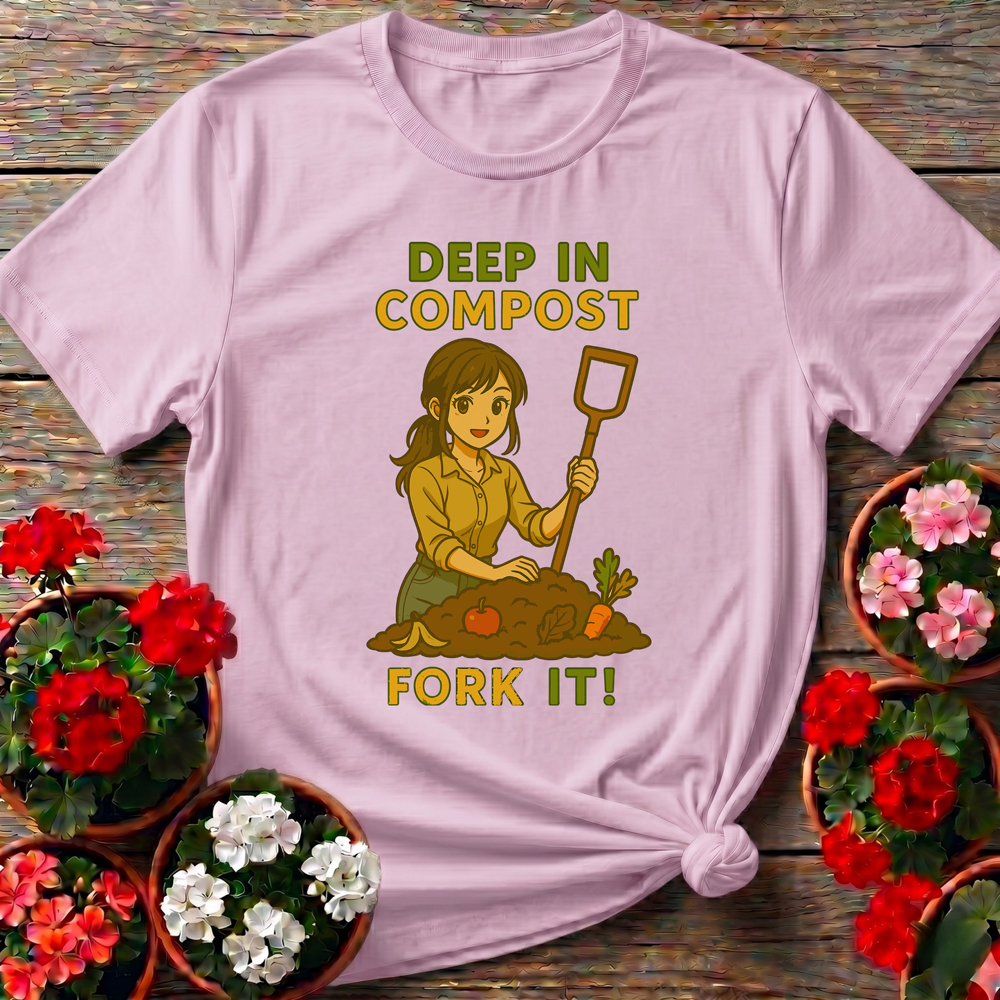Deep In Compost Fork It Funny Gardening T-Shirt