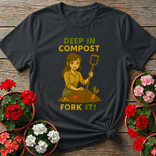 Deep In Compost Fork It Funny Gardening T-Shirt