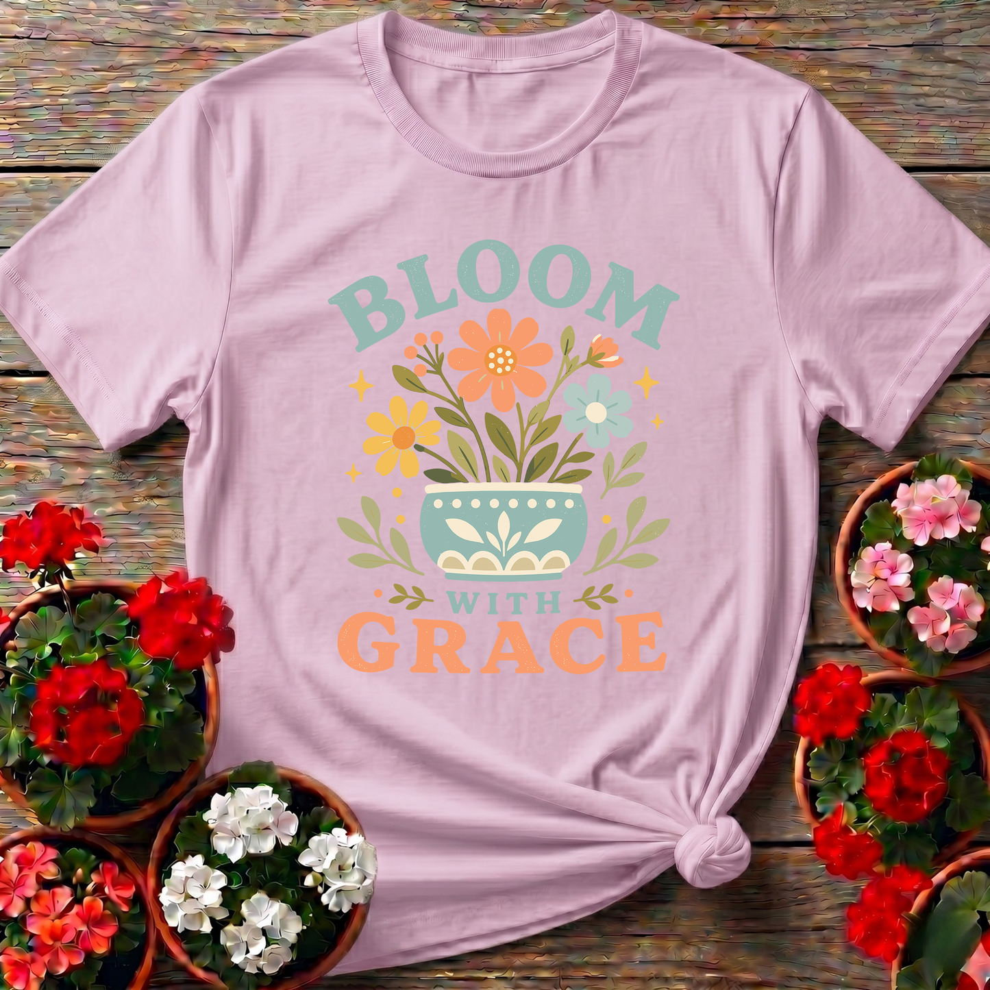 Bloom With Grace Floral Pot Gardening Tee