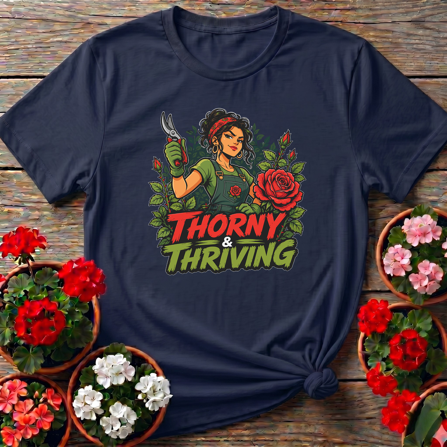 Thorny and Thriving Rose Gardener T-Shirt for Women