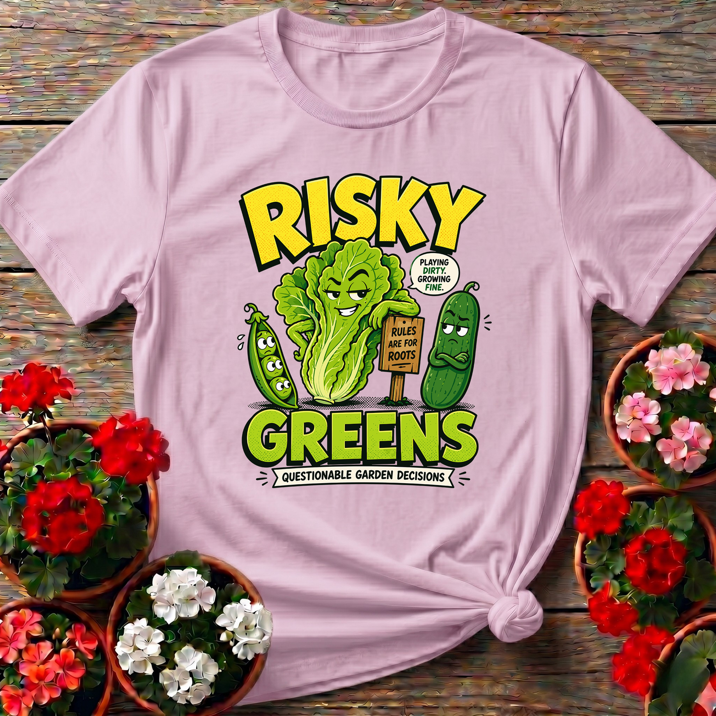 Risky Greens Funny Vegetable Garden T-Shirt