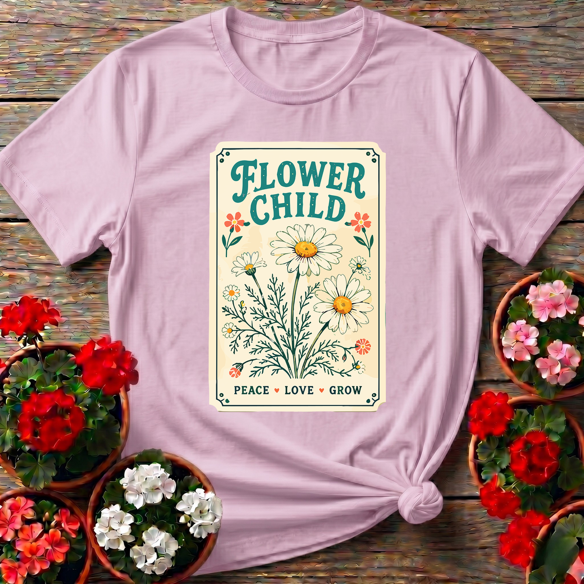Flower Child Seed Packet Daisy Gardening T-Shirt