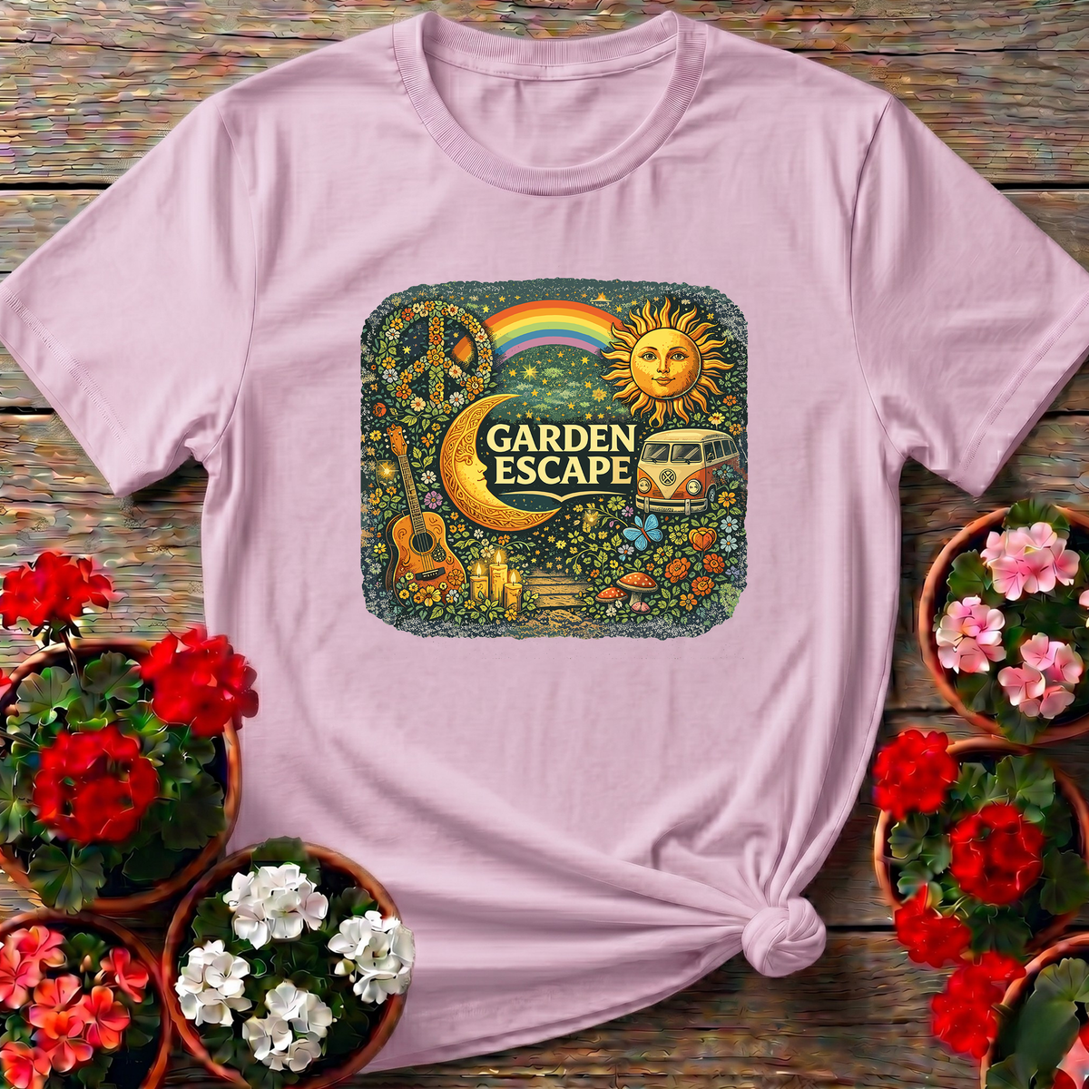Garden Escape 70s Retro Hippie Gardening Tee