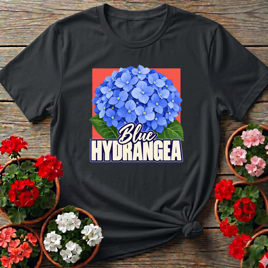 Blue Hydrangea Flower Gardening Tee for Plant Lovers