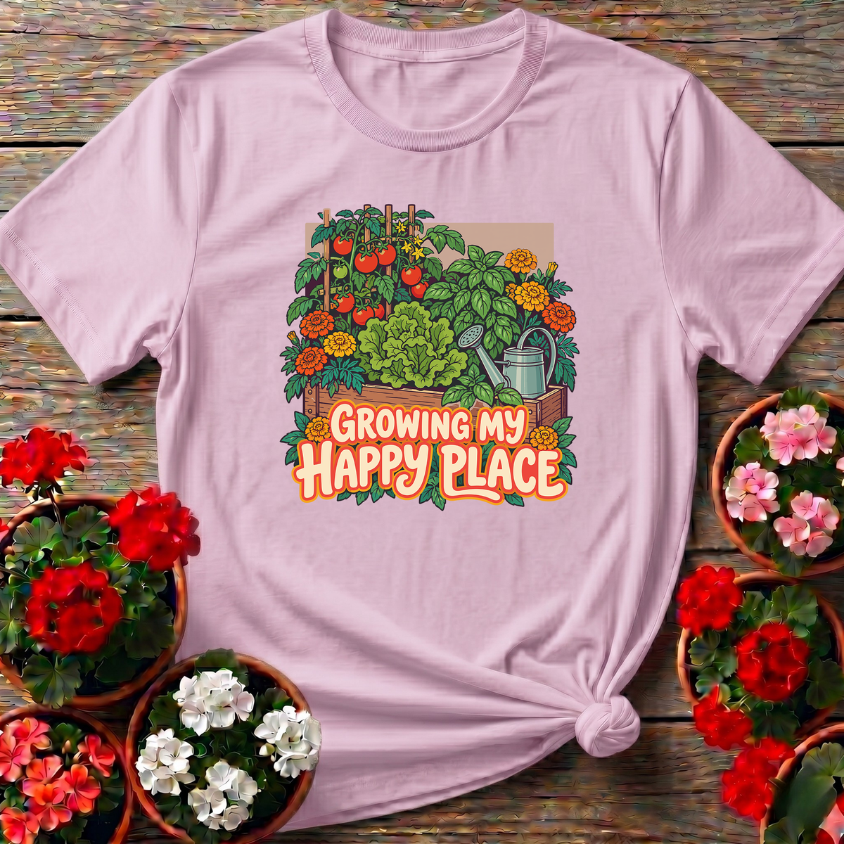 Growing My Happy Place Raised Bed Garden Tee