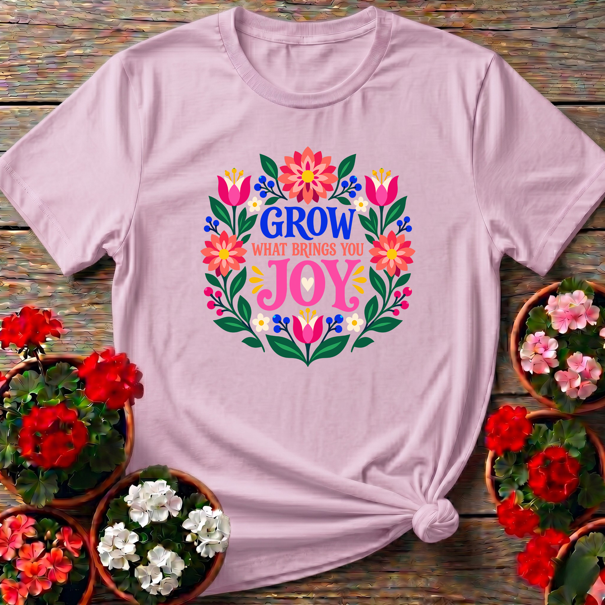 Grow What Brings You Joy Floral Gardening T-Shirt