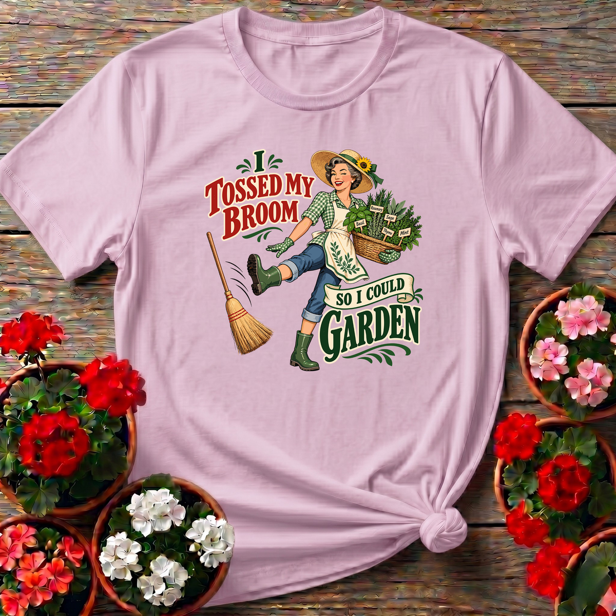 I Tossed My Broom So I Could Garden Vintage Tee