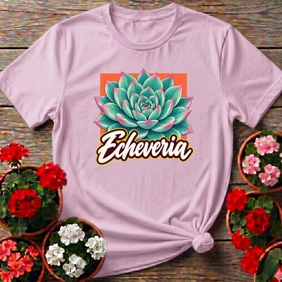 Echeveria Succulent Retro Botanical Gardening T-Shirt