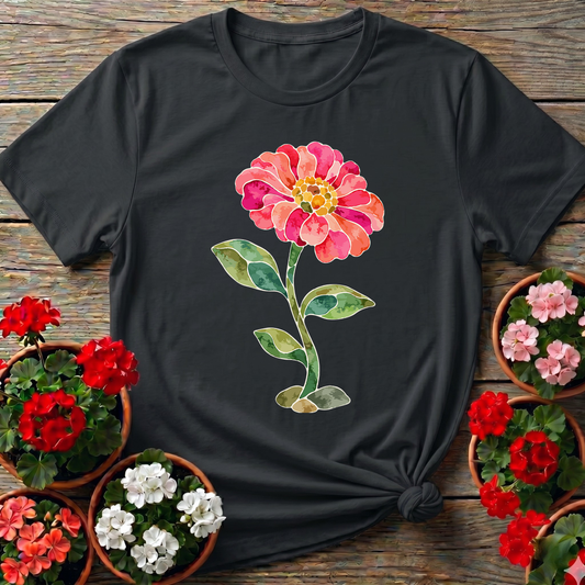 Watercolor Hollyhock Flower Gardening Tee