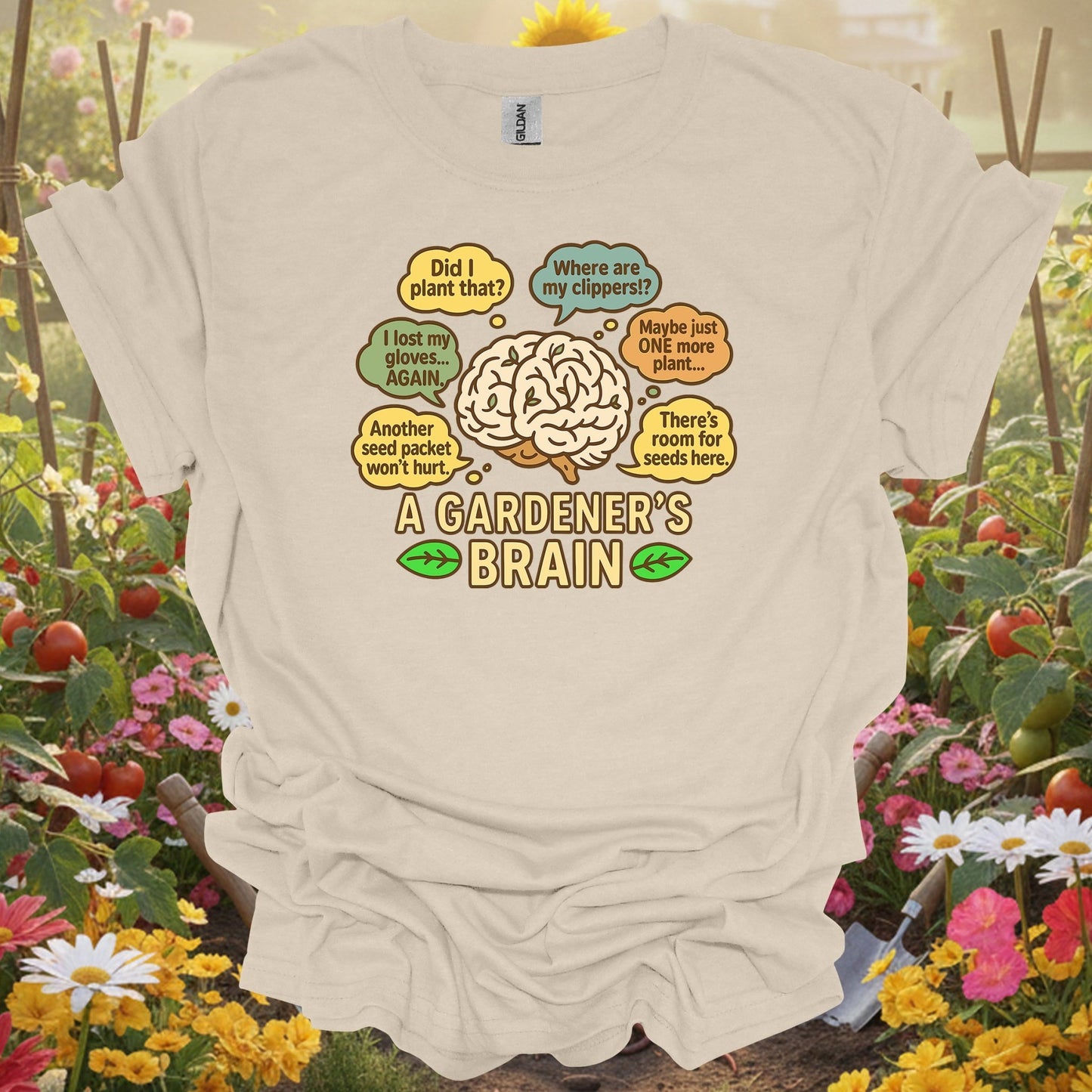 Natural a gardeners brain funny gardening shirt for overthinking gardeners, plant addicts, serious hobbyists, funny plant ...