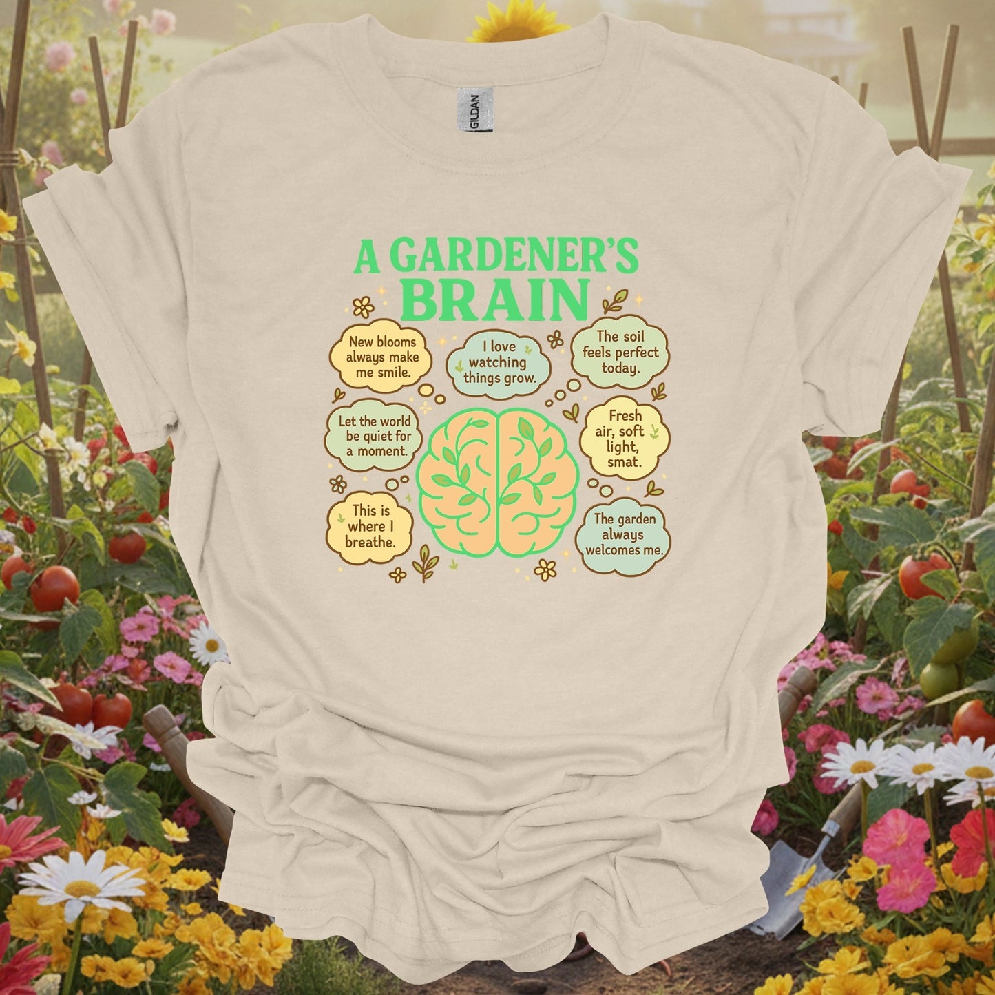 "A Gardener's Brain" Vintage Style Mindful Plant Lover Shirt - GardeningTshirts