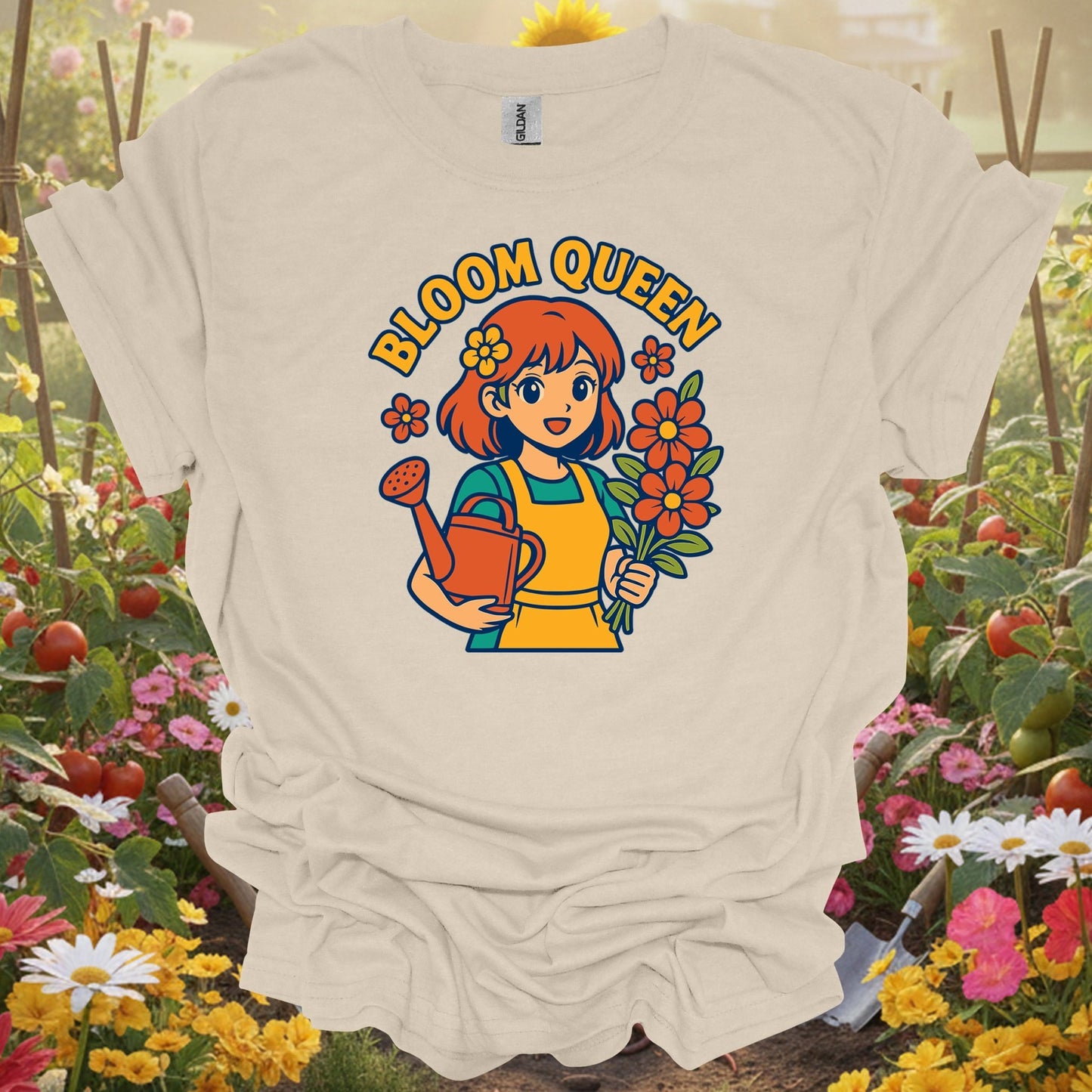 Natural bloom queen cute anime gardening shirt for Anime fans, Manga art lovers, flower gardeners, mindful spirits, and as...