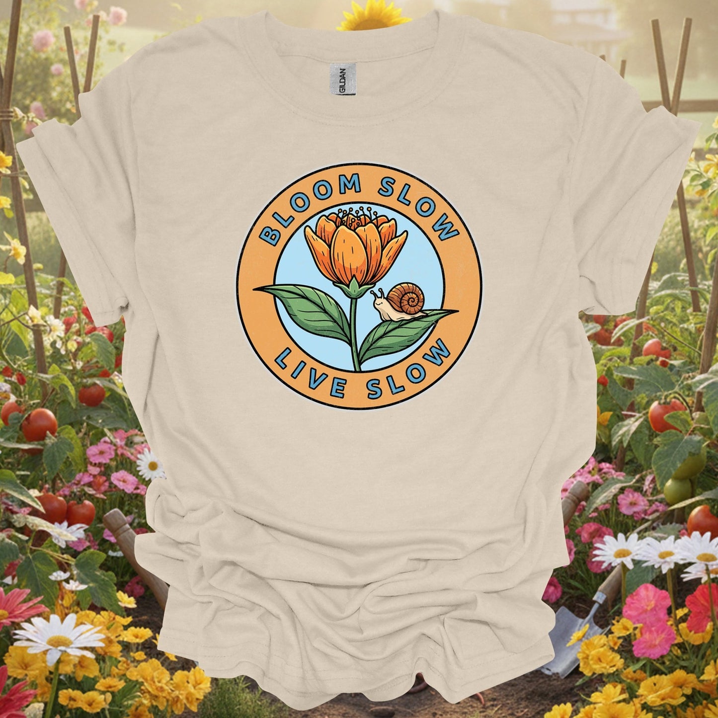 "Bloom Slow, Live Slow" Mindful Aesthetic Slow Living Garden Shirt - GardeningTshirts