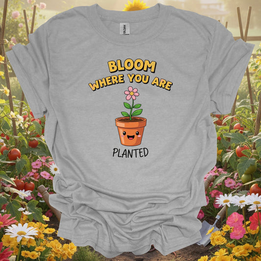 Bloom Where You Are Planted Cute Chibi Flower Tee - GardeningTshirts