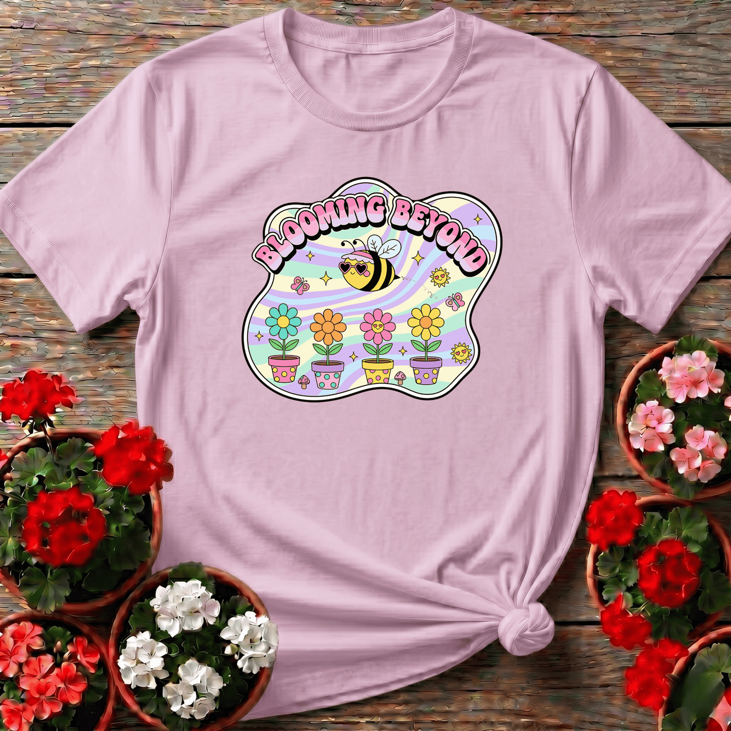 Blooming Beyond Cute Bee Retro Y2K Gardener Tee - GardeningTshirts