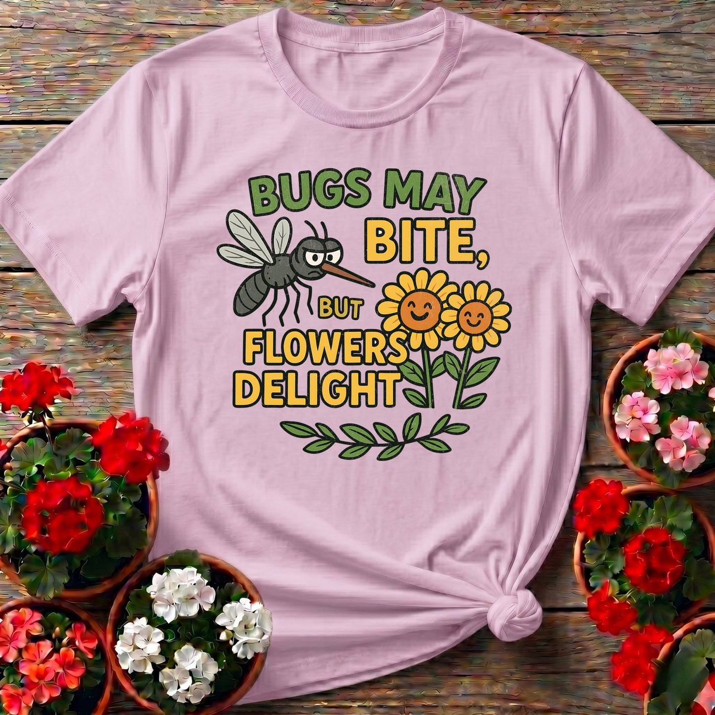Bugs May Bite But Flowers Delight Tee - GardeningTshirts