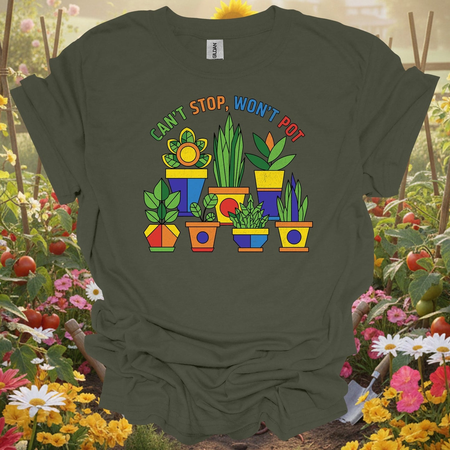 Can’t Stop, Won’t Pot colorful houseplant lover t-shirt - GardeningTshirts