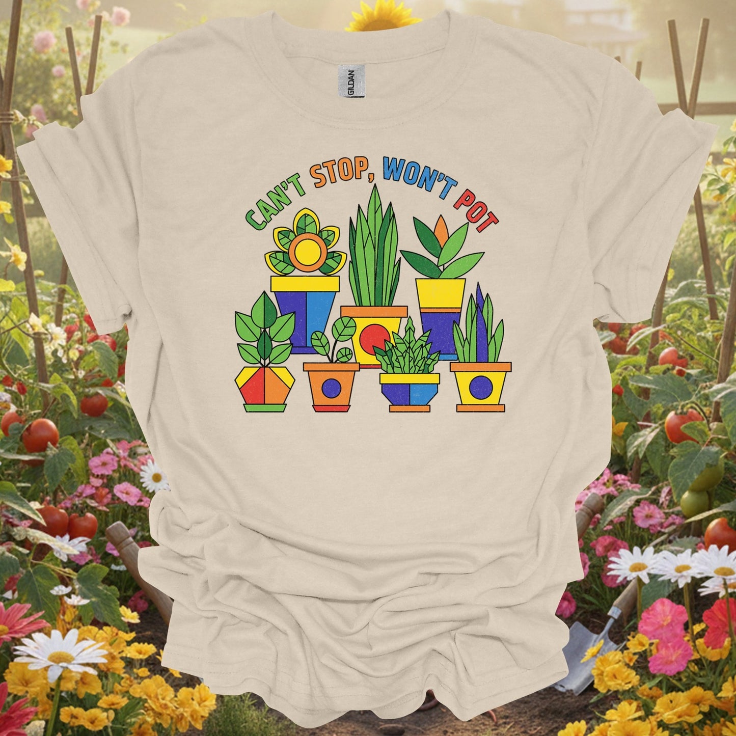 Can’t Stop, Won’t Pot colorful houseplant lover t-shirt - GardeningTshirts
