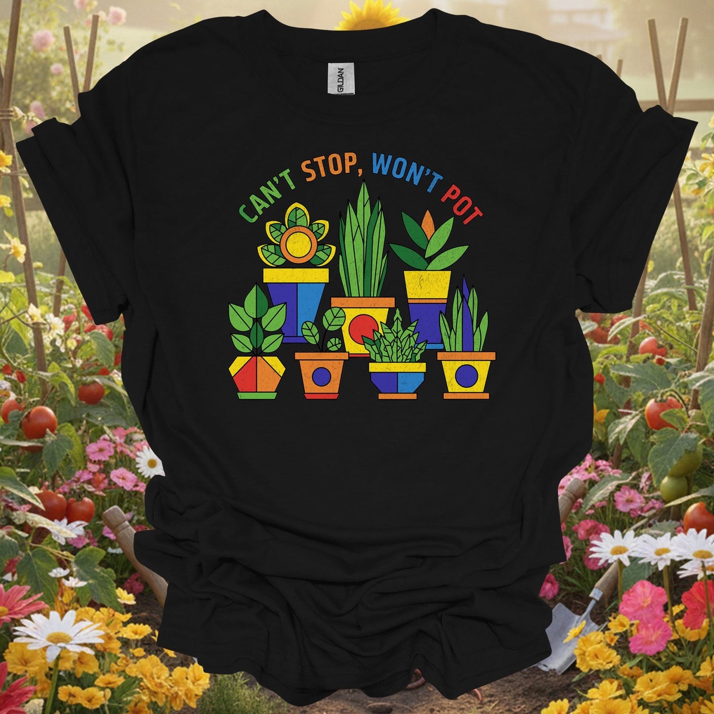 Can’t Stop, Won’t Pot colorful houseplant lover t-shirt - GardeningTshirts